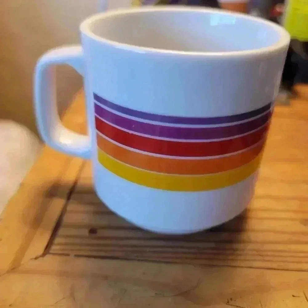 NBC Peacock Rainbow Coffee Mug Vintage Made In Japan - Picture 2 of 6